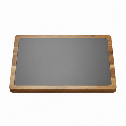 13x9 Acacia Wood & Slate Cutting Board – Handmade Charcuterie, Serving, and Engraving Board