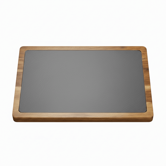 13x9 Acacia Wood & Slate Cutting Board – Handmade Charcuterie, Serving, and Engraving Board