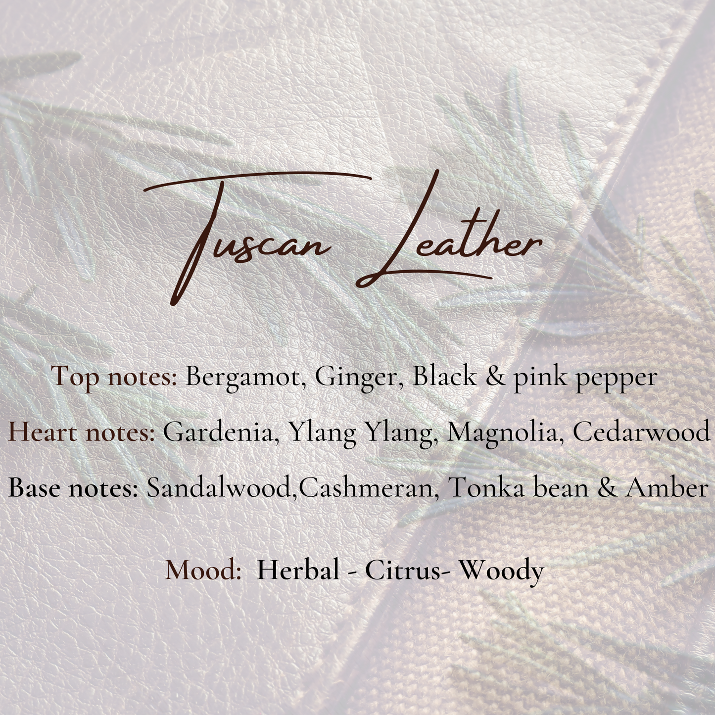 Classics collection - Black -Tuscan Leather Scented Candle